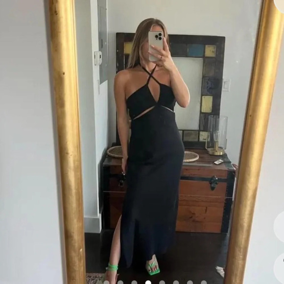 Marina Moscone Cutaway Wool Maxi Dress Sz 12 - Picture 3 of 6